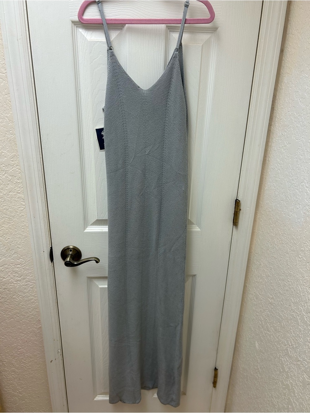 Freshman 1996 Silver Metallic-Thread Ribbed Maxi Sweater Dress